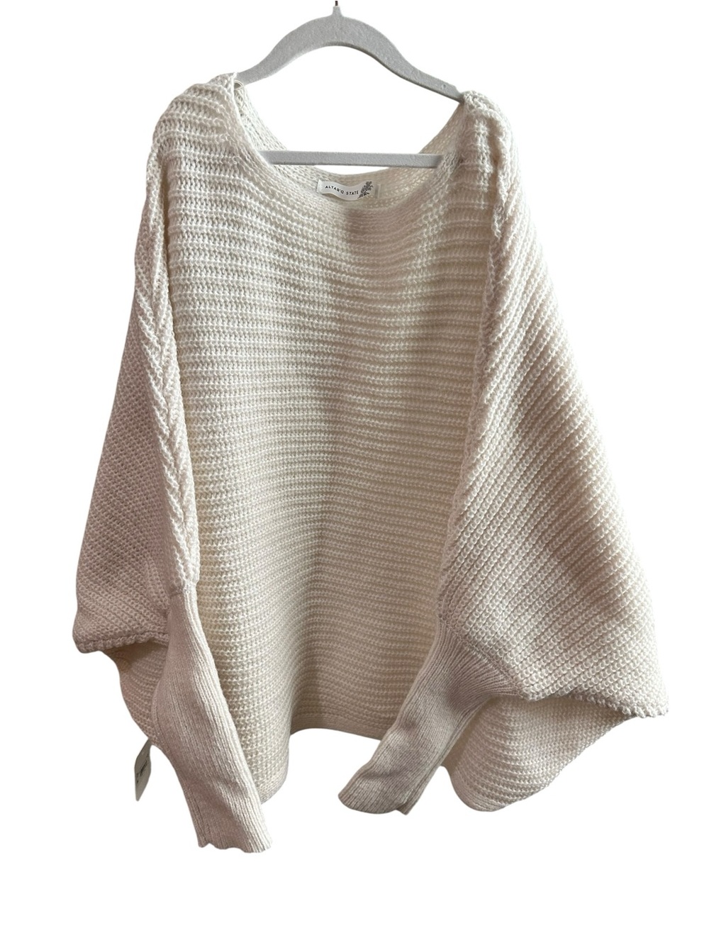 Altar'd State Cream Textured Crewneck Sweater